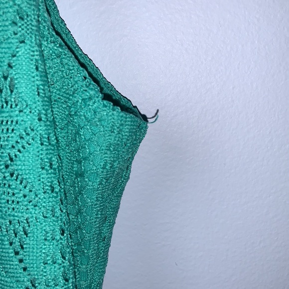 Teal Lace Patterned Dress - Picture 6 of 7